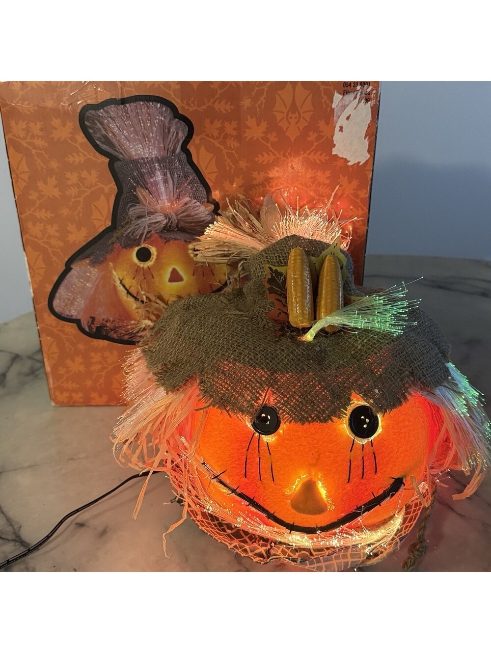 Vintage Target 10” Fiber Optic Pumpkin Jack O Lantern Halloween Lamp W/box Works